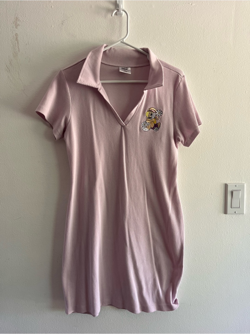 Looney Tunes Lola Bunny Lavender Polo Collar Knit Dress with embroidery